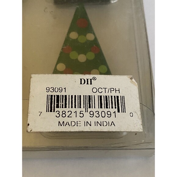 2 DII Design Imports Mini Christmas Trees Flat Metal Glossy Enamel 4 Pack - Picture 2 of 9